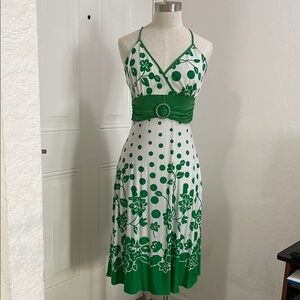 Chic Green Floral Midi Dress